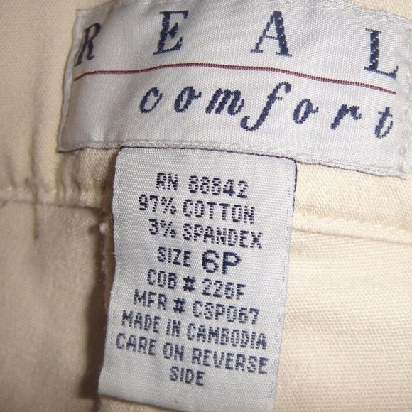 Lot of 3 Real Comfort STRETCH Capris CROP Pants * BLACK~Khaki TAN~IVORY 6 / 6P - Picture 10 of 10